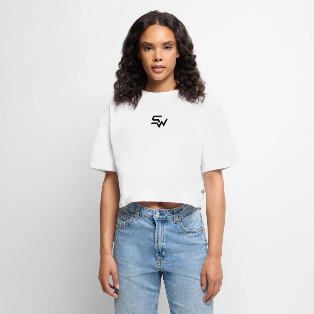 Frauen Premium Oversized Bio Cropped T-Shirt - Weiß
