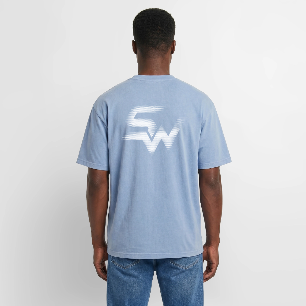 Oversized Unisex Premium Acid-Washed T-Shirt - Blau Acid Wash
