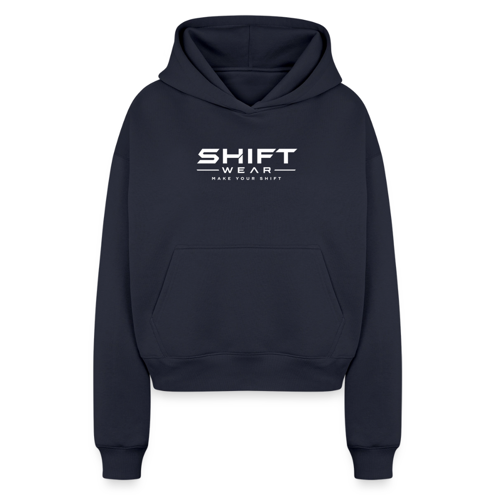 Frauen Oversized Cropped Hoodie - Navy