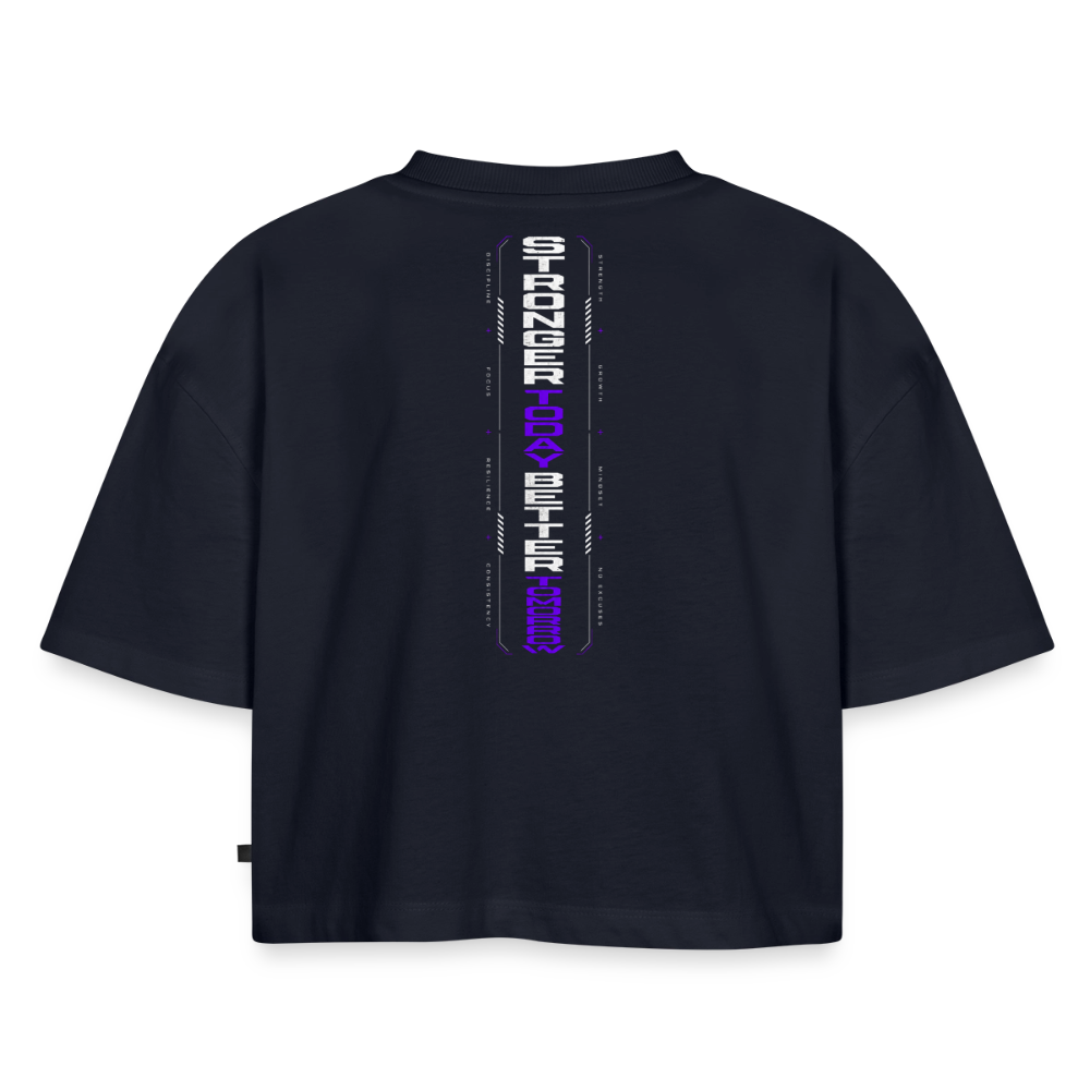 Frauen Premium Oversized Bio Cropped T-Shirt - Navy