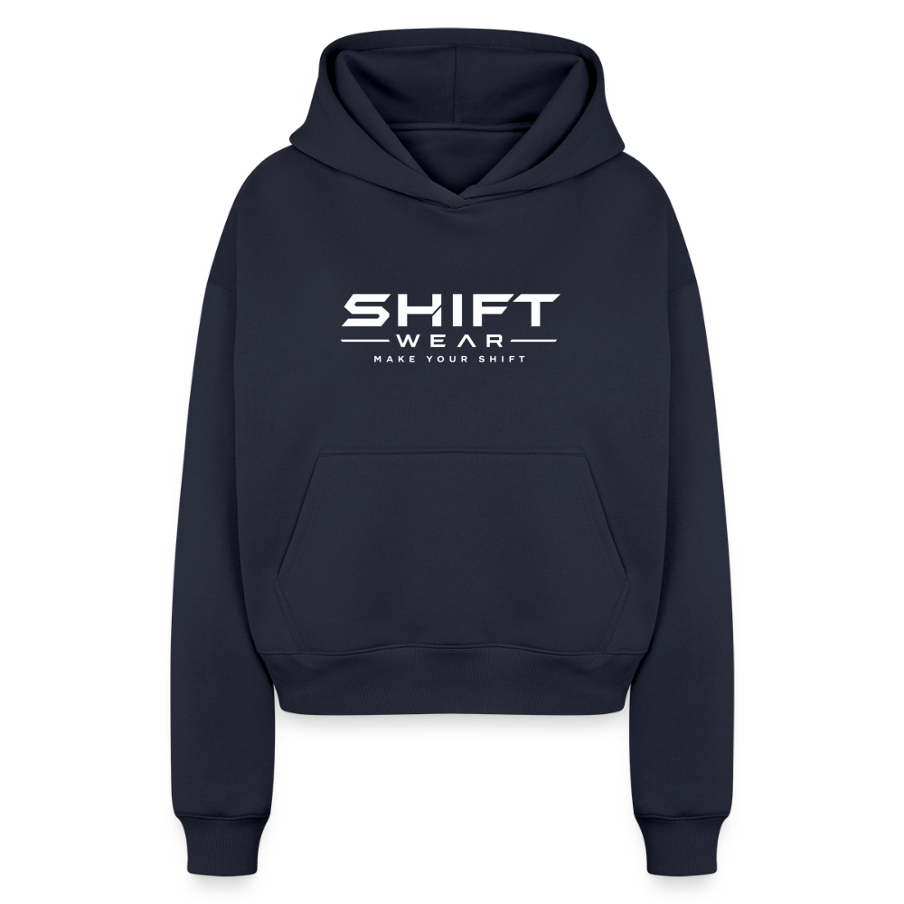 SHIFT Cropped Oversized Heavyweight Hoodie - Navy
