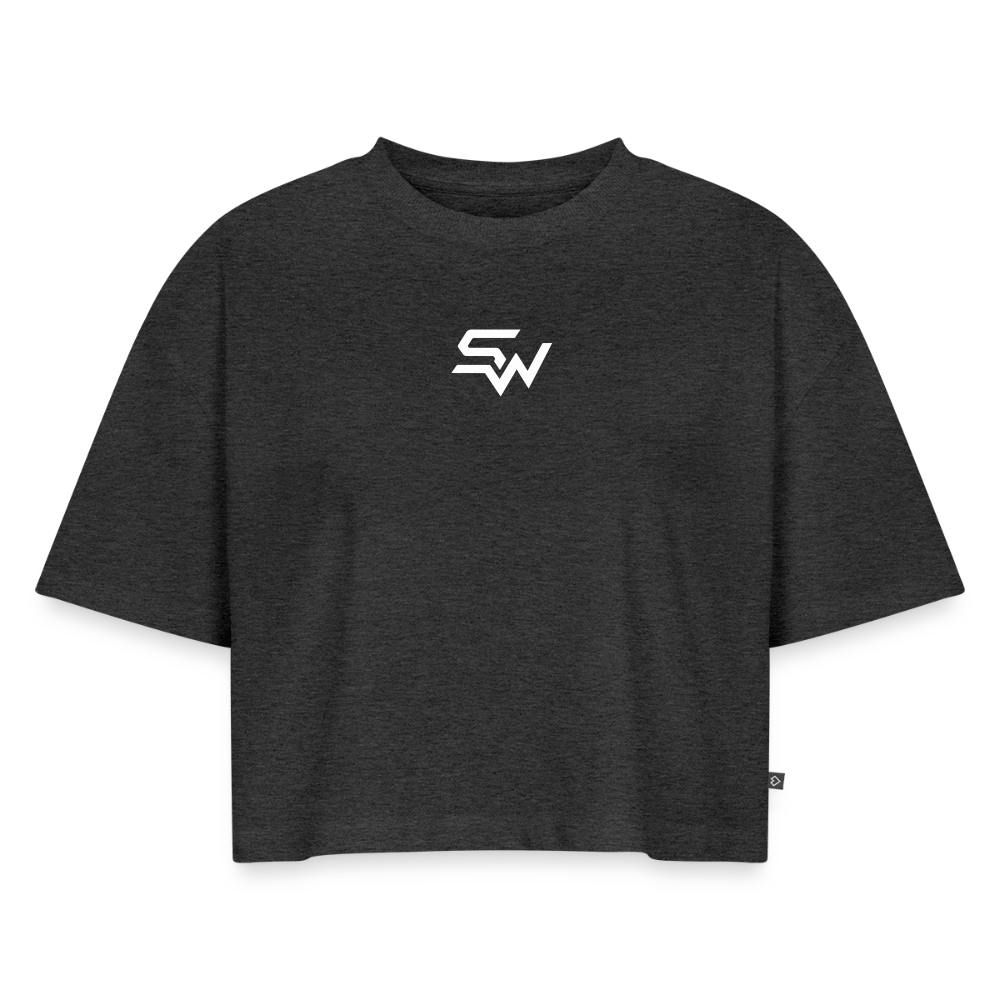 Frauen Premium Oversized Bio Cropped T-Shirt - Anthrazit meliert