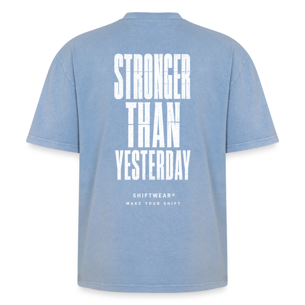 Oversized Unisex Premium Acid-Washed T-Shirt - Blau Acid Wash