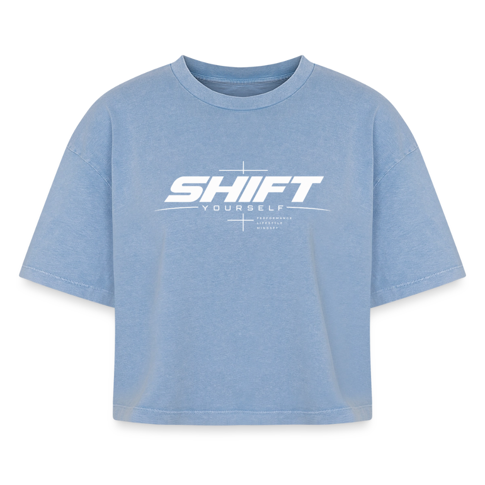 SHIFT Boxy Frauen Acid Wash Tee - Blau Acid Wash
