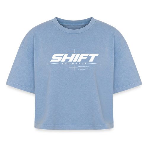 SHIFT Boxy Frauen Acid Wash Tee - Blau Acid Wash