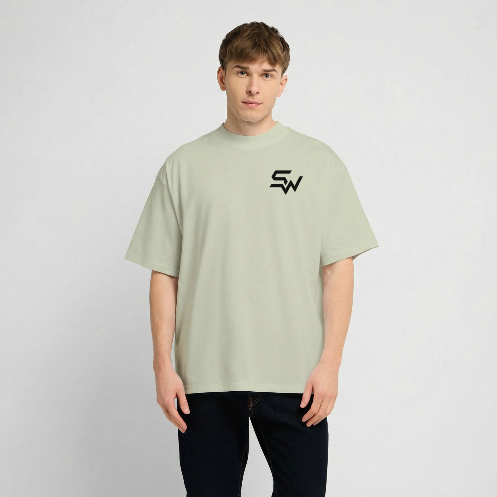 Oversized Heavyweight Unisex T-Shirt - Leichtes Salbeigrün 