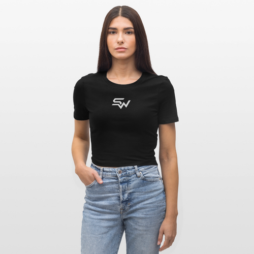 Frauen Cropped T-Shirt - Schwarz