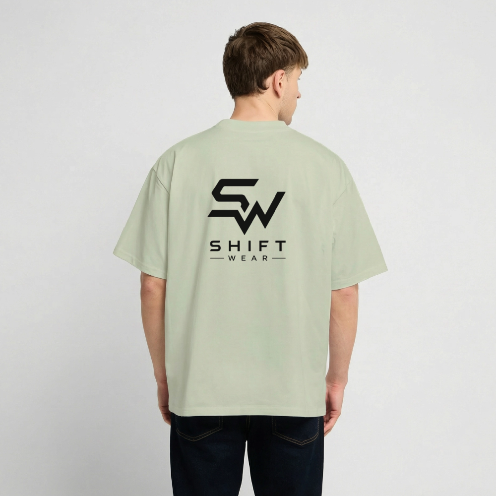 Oversized Heavyweight Unisex T-Shirt - Leichtes Salbeigrün 