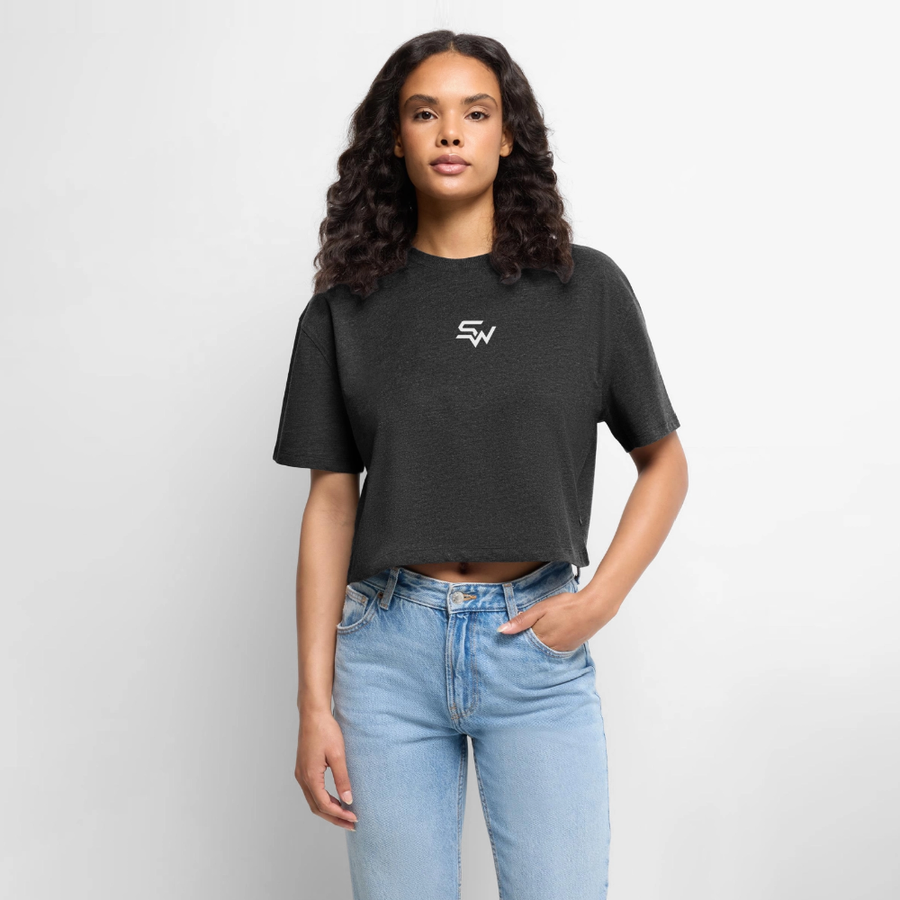 Frauen Premium Oversized Bio Cropped T-Shirt - Anthrazit meliert