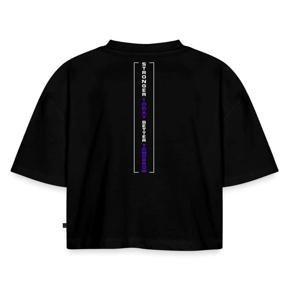 Frauen Premium Oversized Bio Cropped T-Shirt - Schwarz