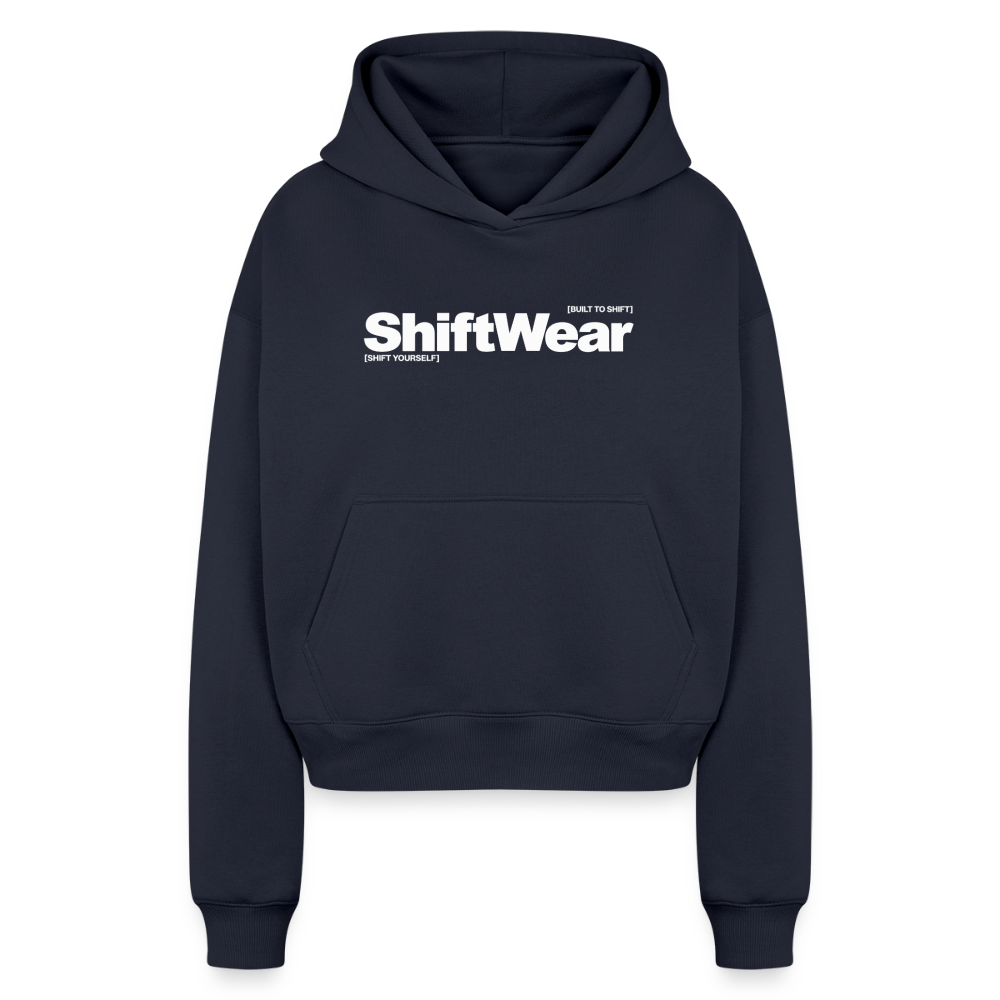SHIFT Cropped Oversized Heavyweight Hoodie - Navy