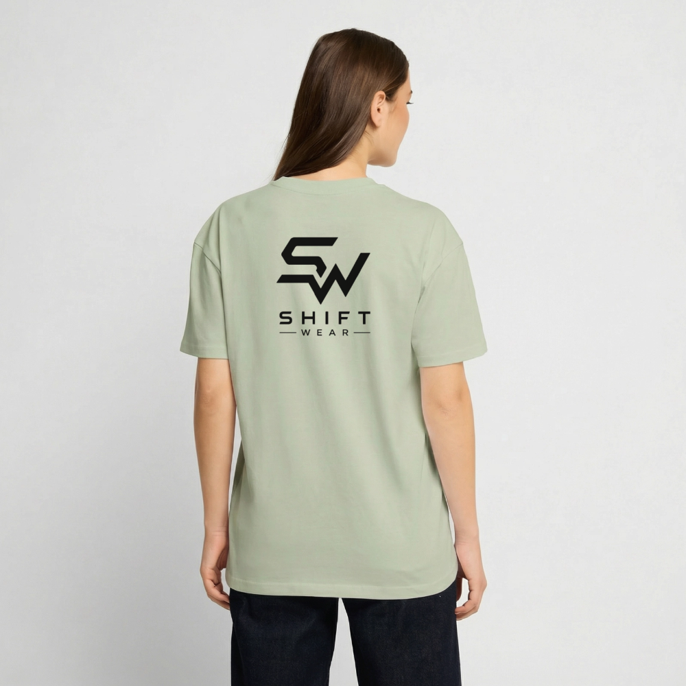 Oversized Heavyweight Unisex T-Shirt - Leichtes Salbeigrün 