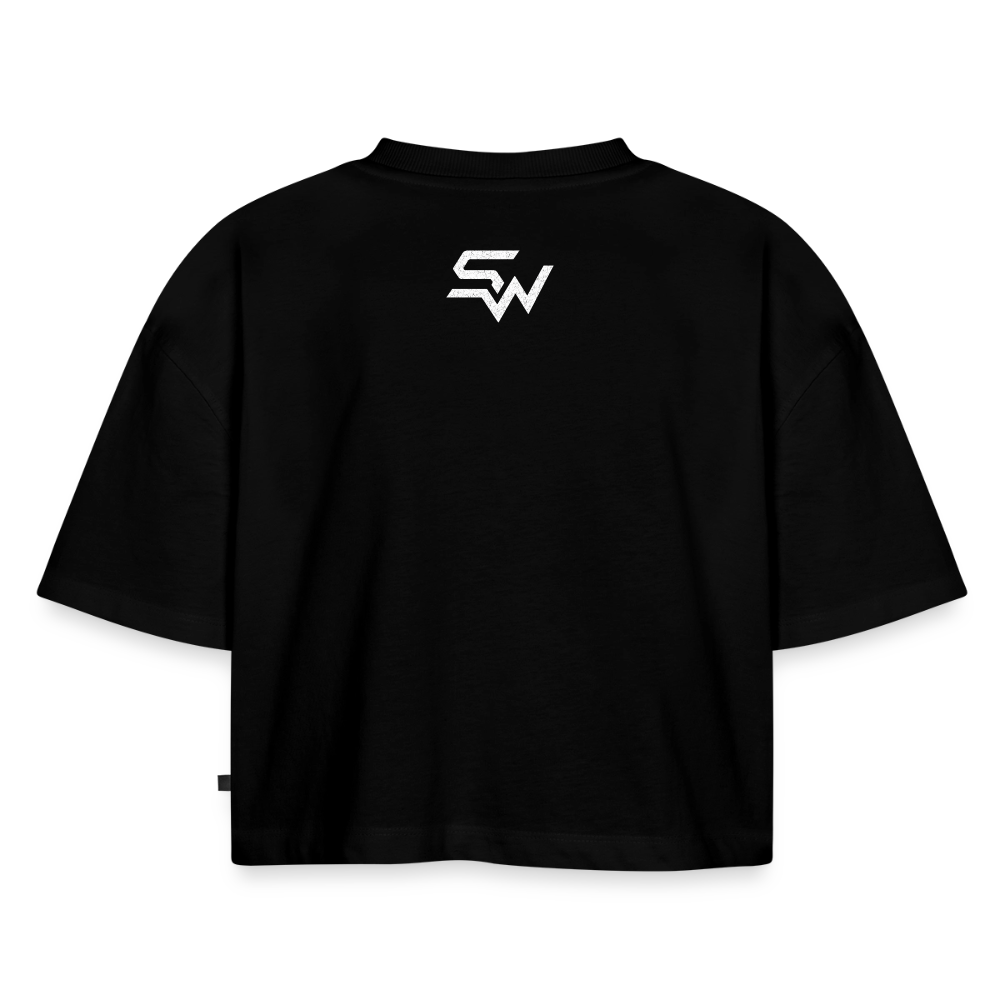 Frauen Premium Oversized Bio Cropped T-Shirt - Schwarz