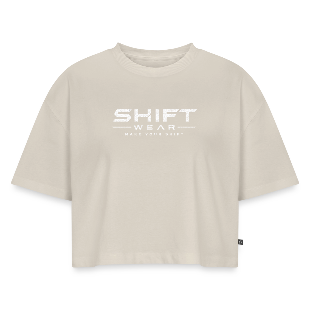 Frauen Premium Oversized Bio Cropped T-Shirt - Beige
