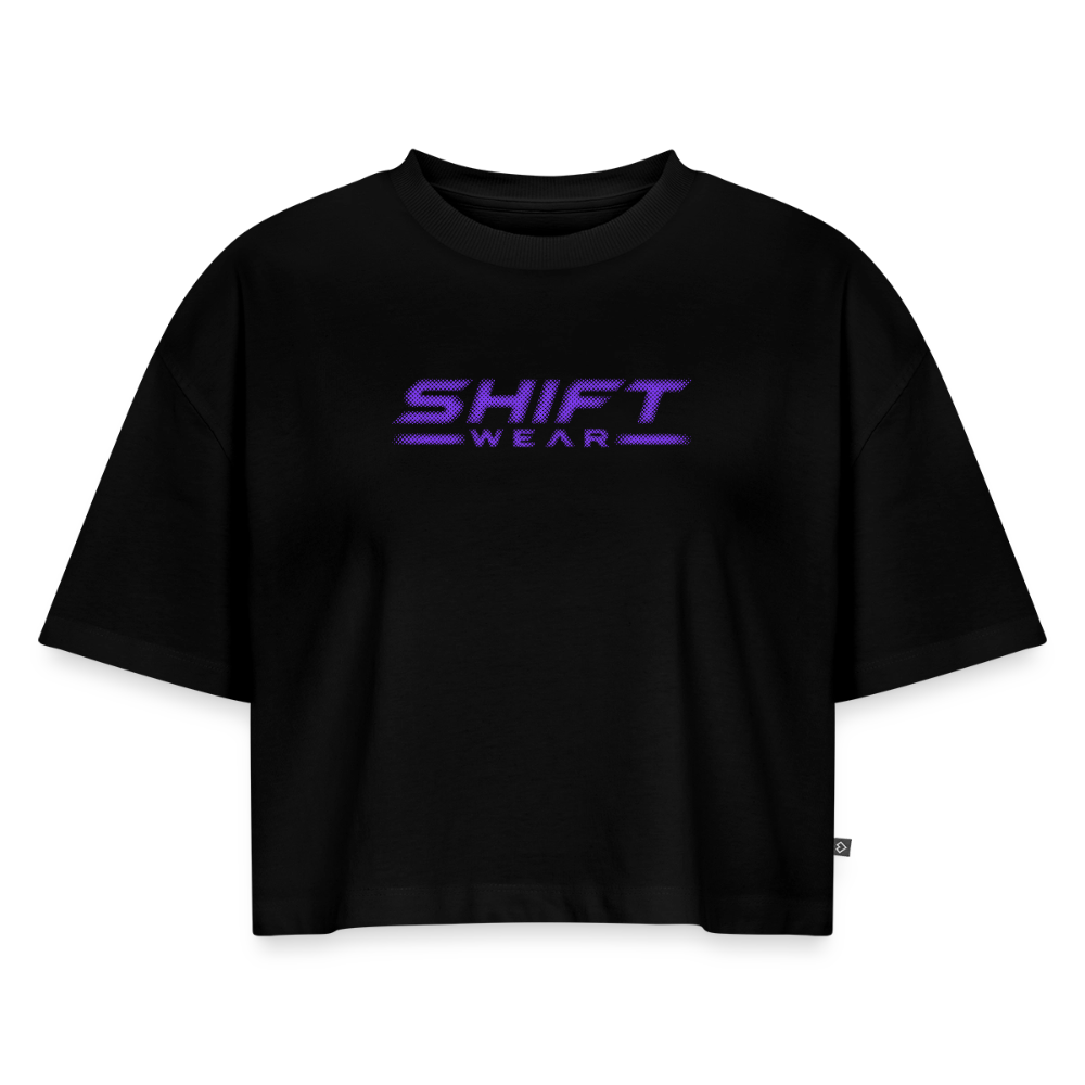 Frauen Premium Oversized Bio Cropped T-Shirt - Schwarz
