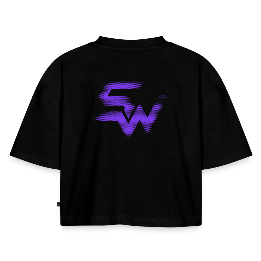 Frauen Premium Oversized Bio Cropped T-Shirt - Schwarz