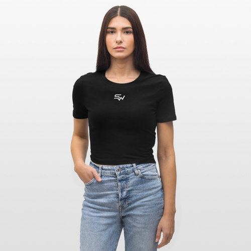 Frauen Cropped T-Shirt - Schwarz