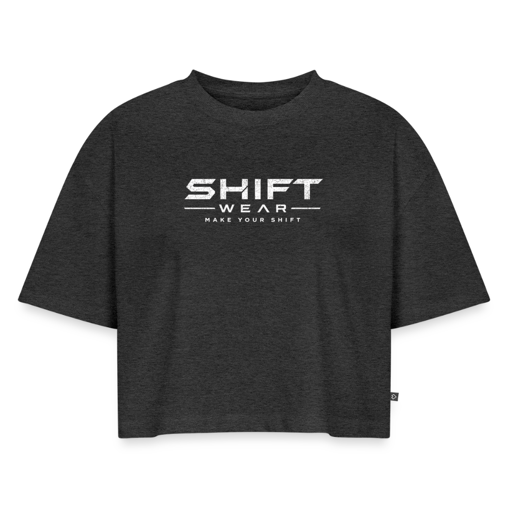 Frauen Premium Oversized Bio Cropped T-Shirt - Anthrazit meliert