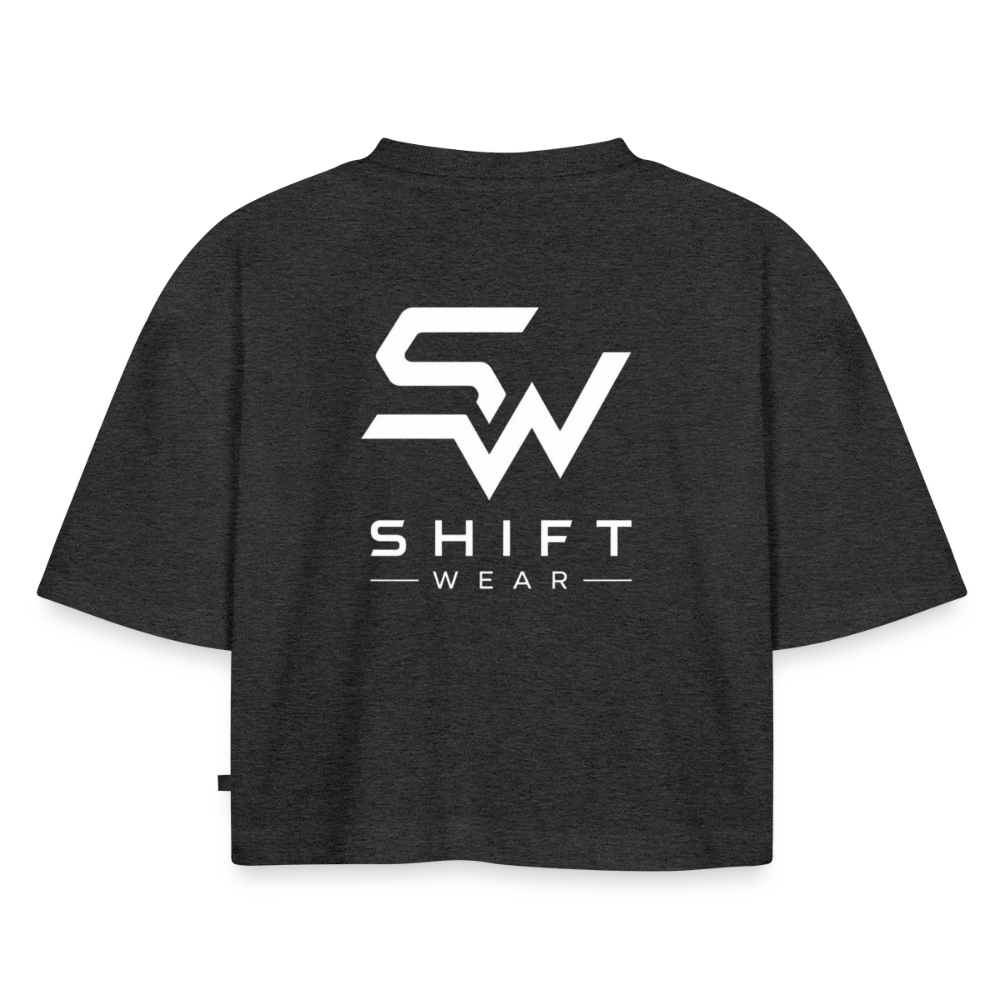Frauen Premium Oversized Bio Cropped T-Shirt - Anthrazit meliert