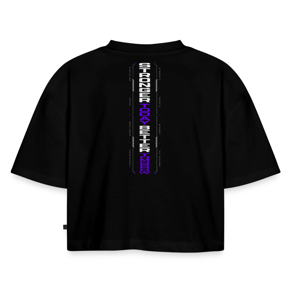 Frauen Premium Oversized Bio Cropped T-Shirt - Schwarz