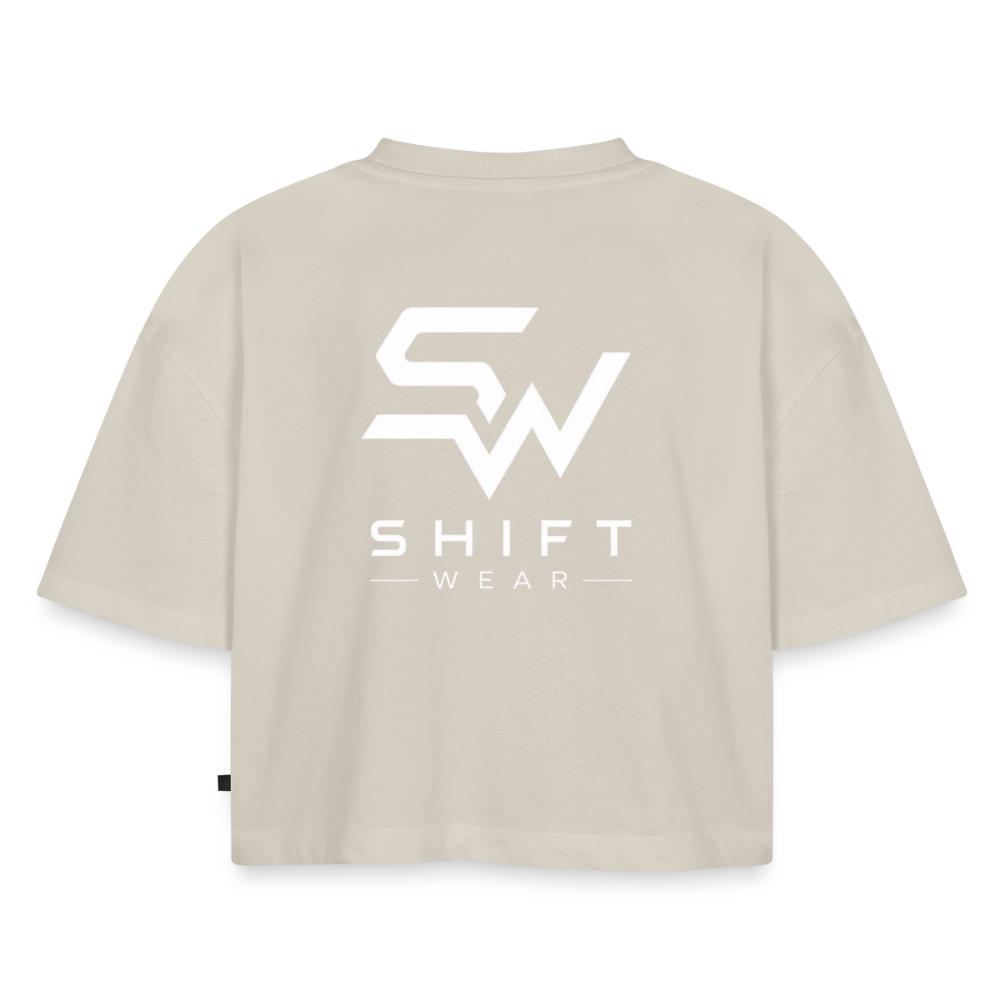 Frauen Premium Oversized Bio Cropped T-Shirt - Beige