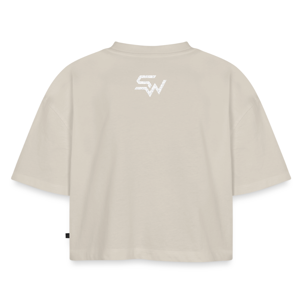 Frauen Premium Oversized Bio Cropped T-Shirt - Beige