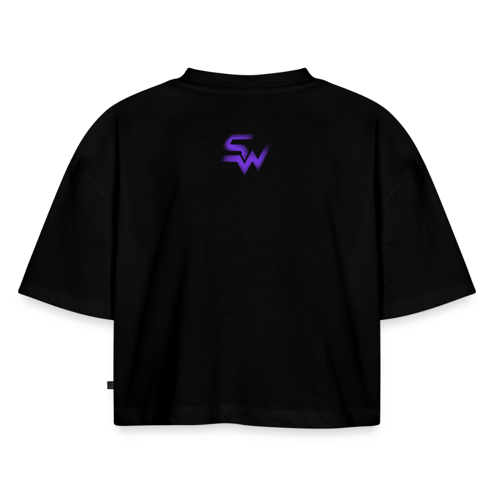 Frauen Premium Oversized Bio Cropped T-Shirt - Schwarz
