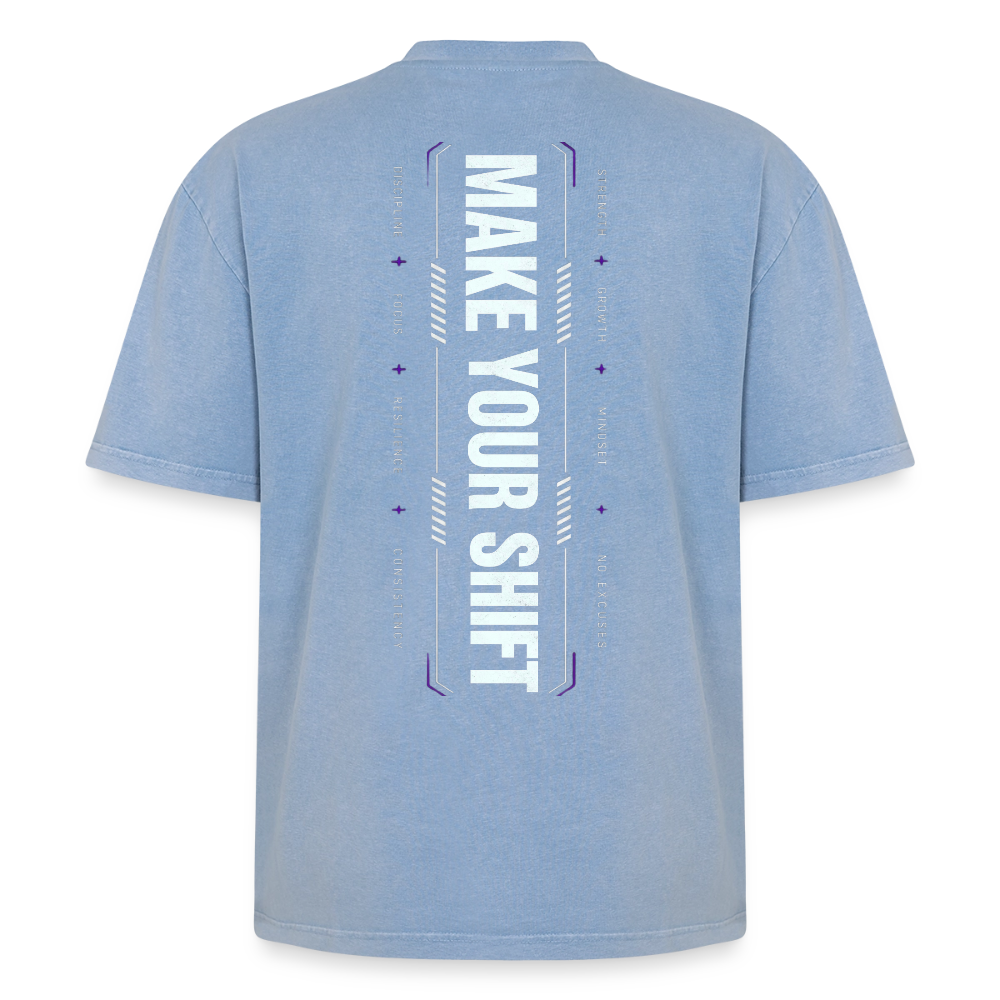 Oversized Unisex Premium Acid-Washed T-Shirt - Blau Acid Wash
