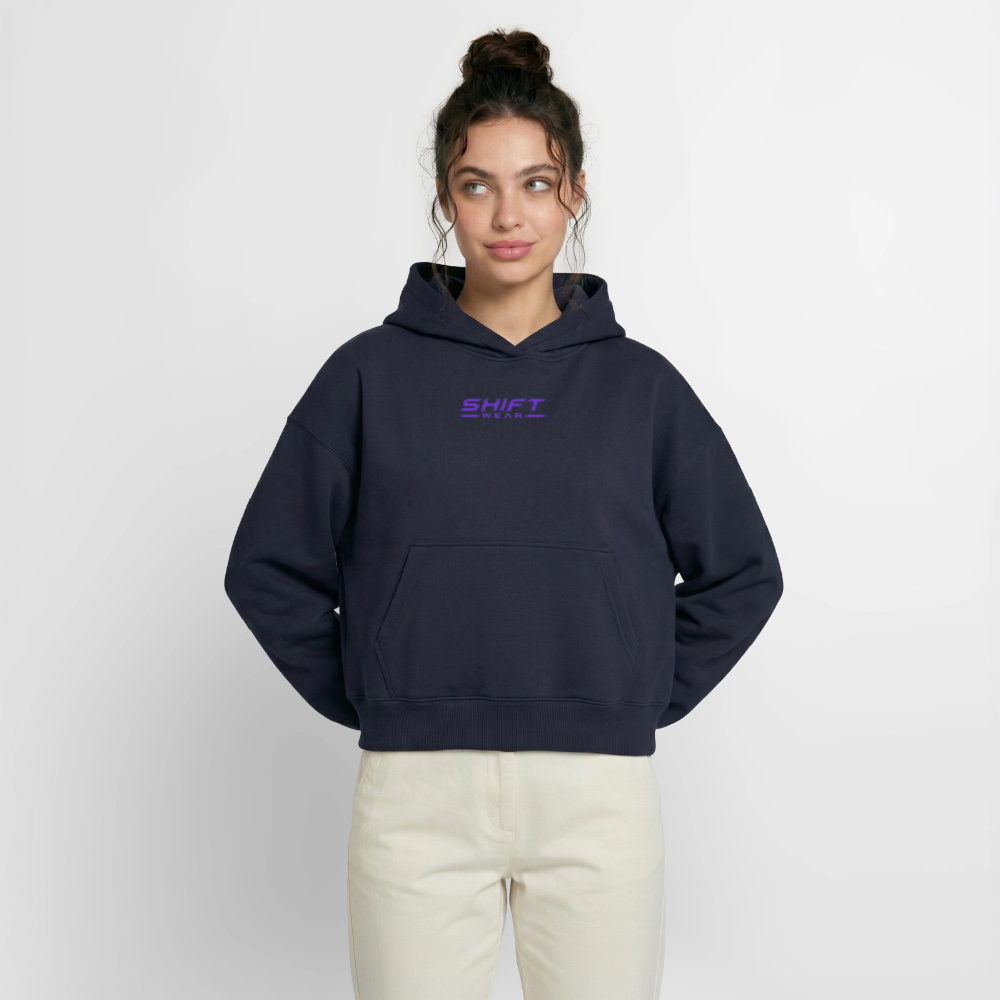 SHIFT Cropped Oversized Heavyweight Hoodie - Navy
