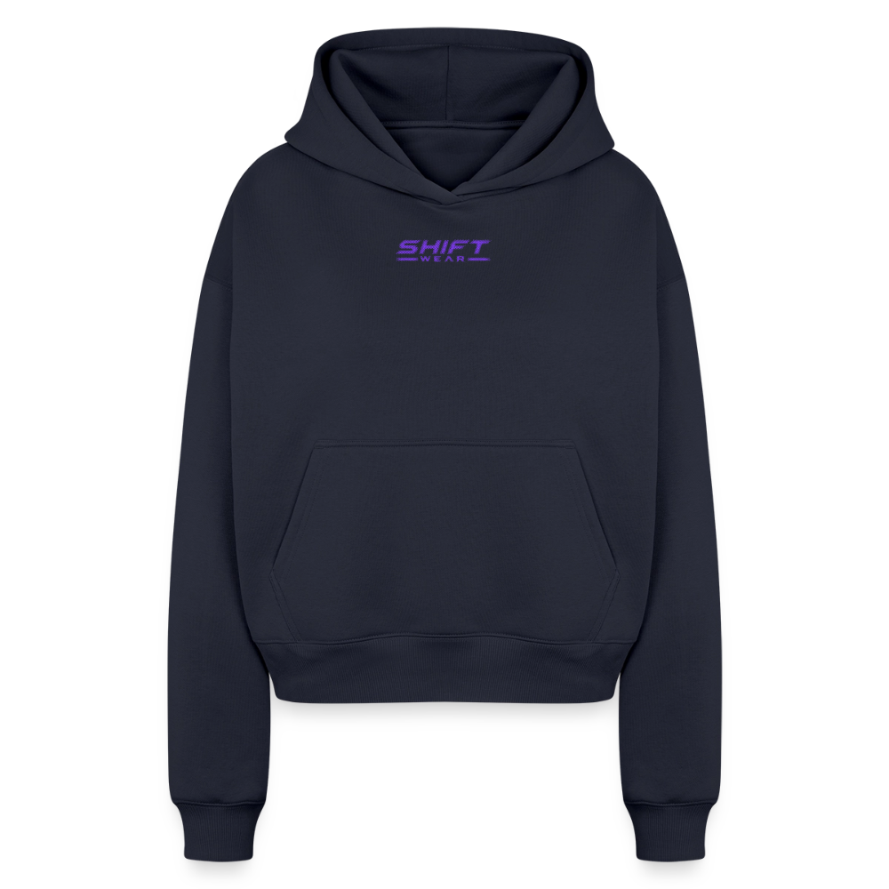 Frauen Oversized Cropped Hoodie - Navy