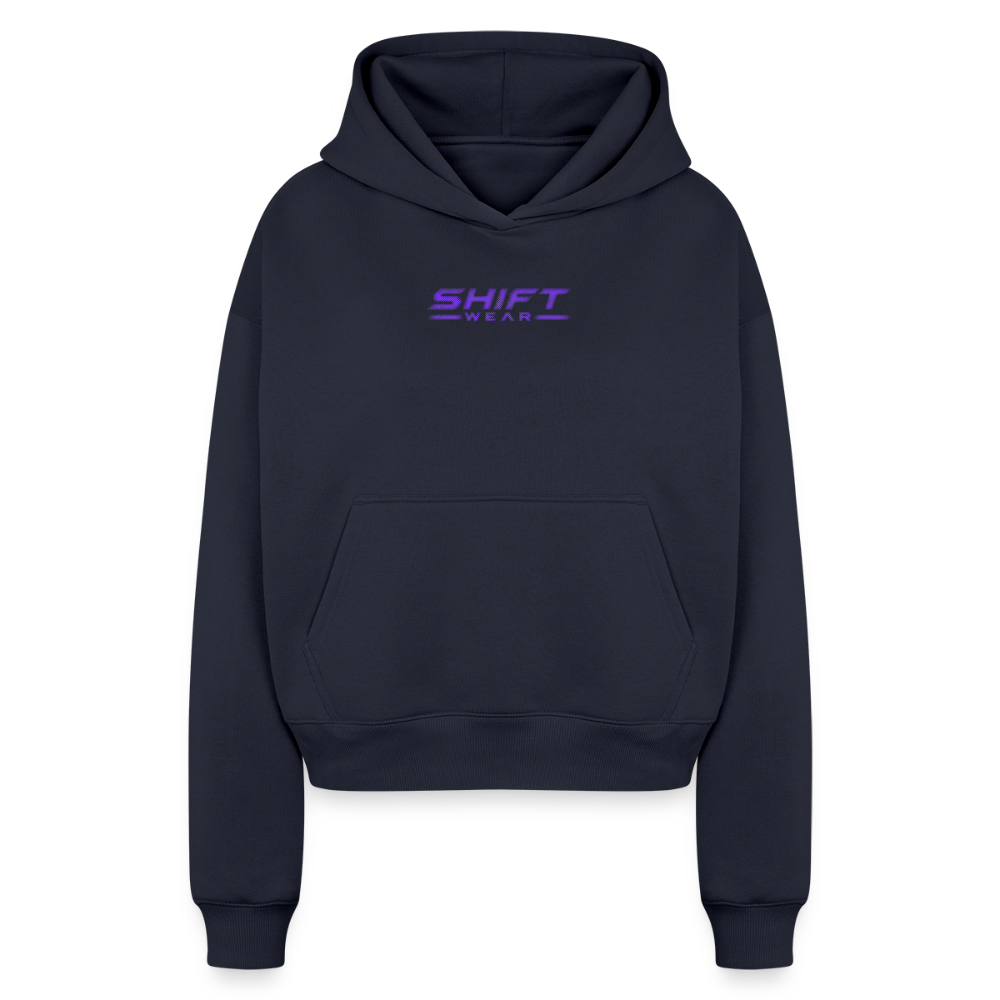SHIFT Cropped Oversized Heavyweight Hoodie - Navy