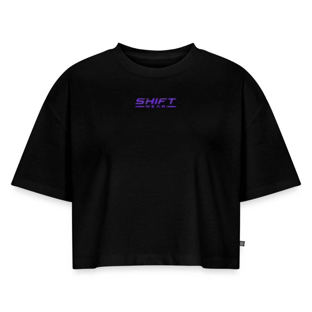 Frauen Premium Oversized Bio Cropped T-Shirt - Schwarz