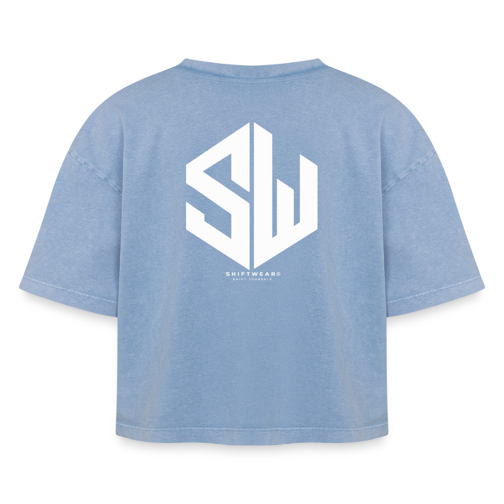 SHIFT Boxy Frauen Acid Wash Tee - Blau Acid Wash