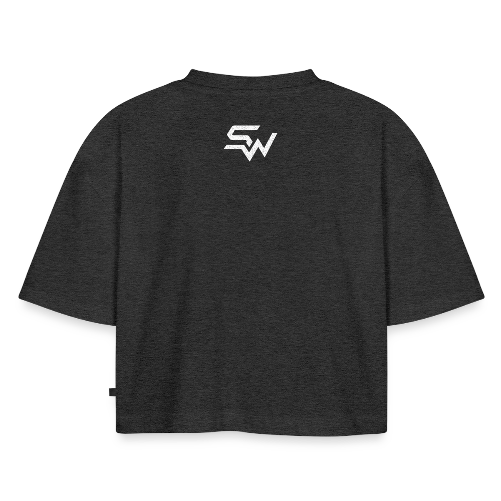 Frauen Premium Oversized Bio Cropped T-Shirt - Anthrazit meliert