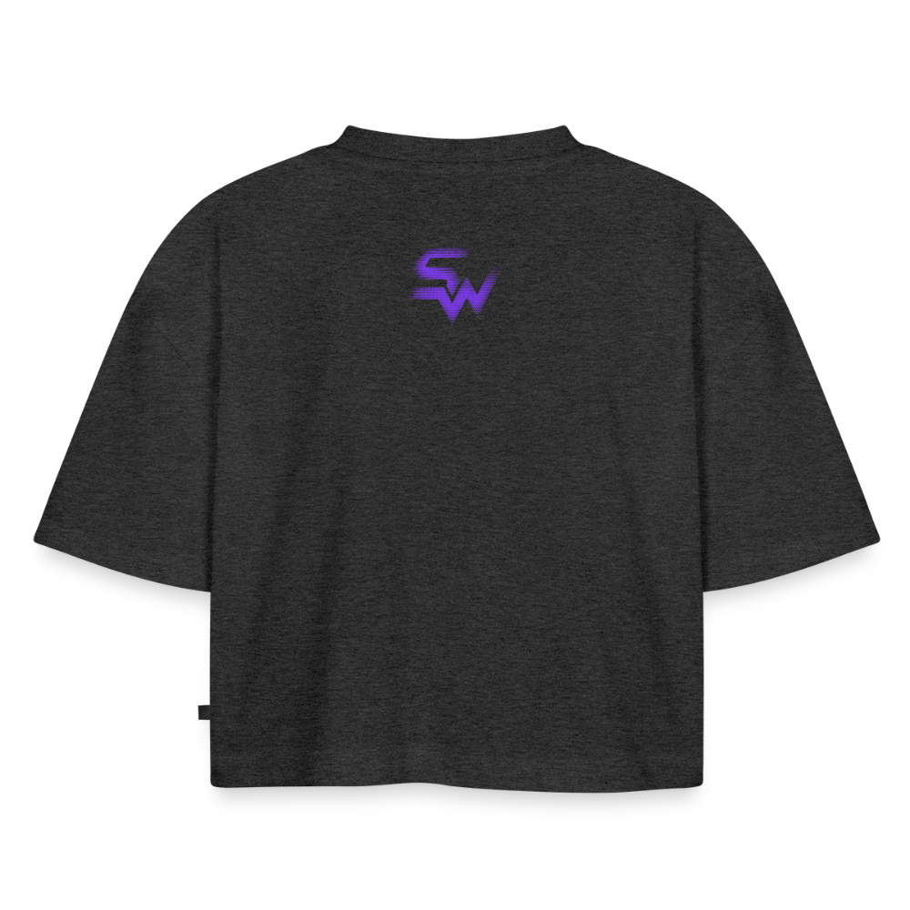 Frauen Premium Oversized Bio Cropped T-Shirt - Anthrazit meliert