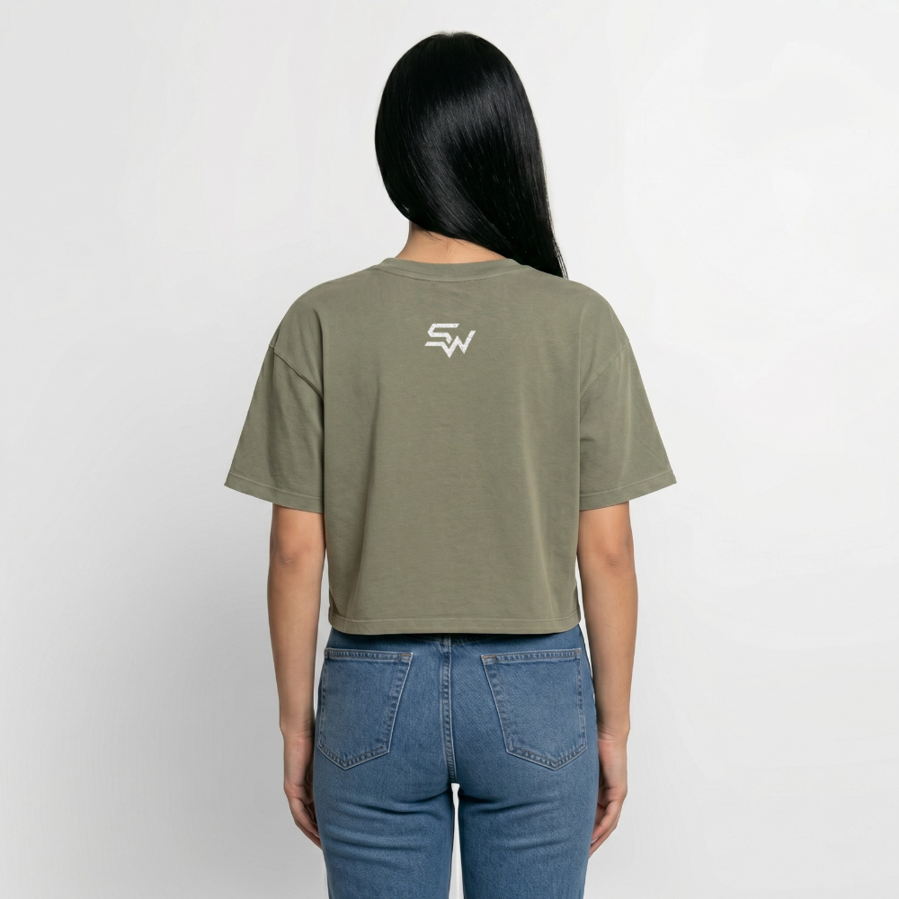 Boxy Frauen Premium Acid-Washed T-Shirt - Grün Acid Wash