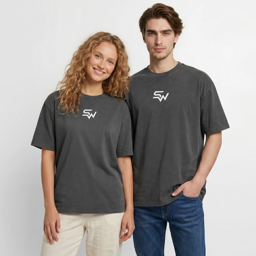 Oversized Unisex Premium Acid-Washed T-Shirt - Schwarz Acid Wash