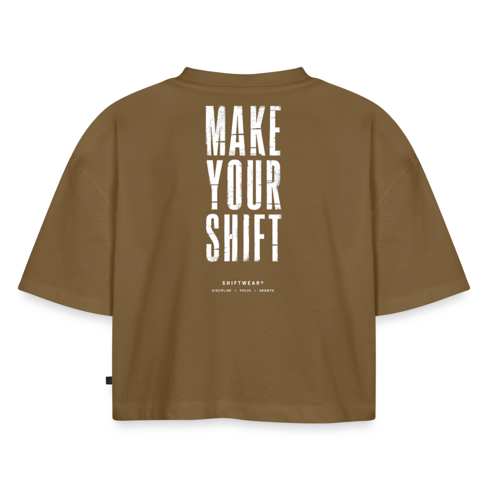 SHIFT Oversized Cropped Tee - Nussbraun