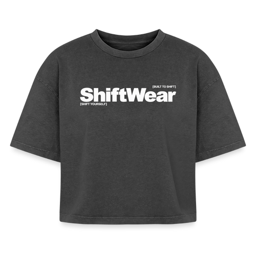 SHIFT Boxy Frauen Acid Wash Tee - Schwarz Acid Wash