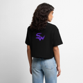 Frauen Premium Oversized Bio Cropped T-Shirt - Schwarz