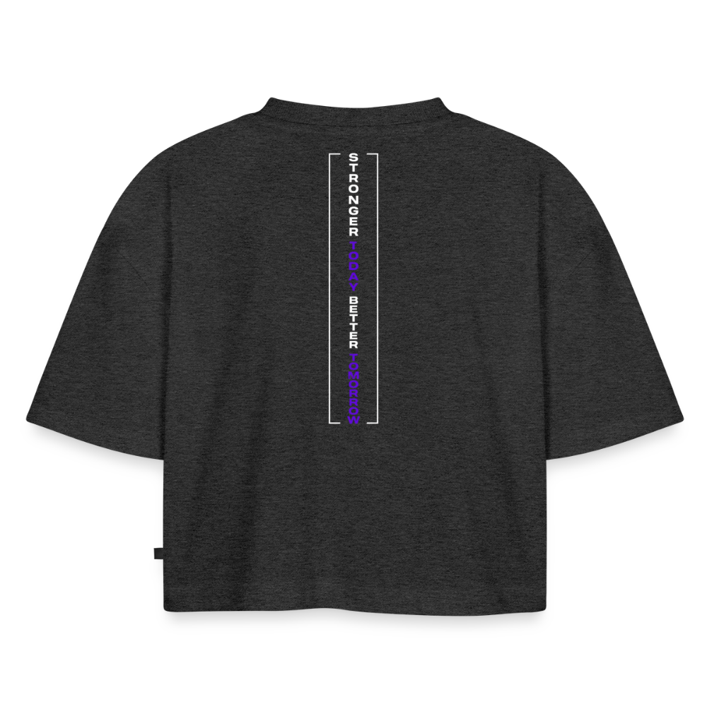Frauen Premium Oversized Bio Cropped T-Shirt - Anthrazit meliert