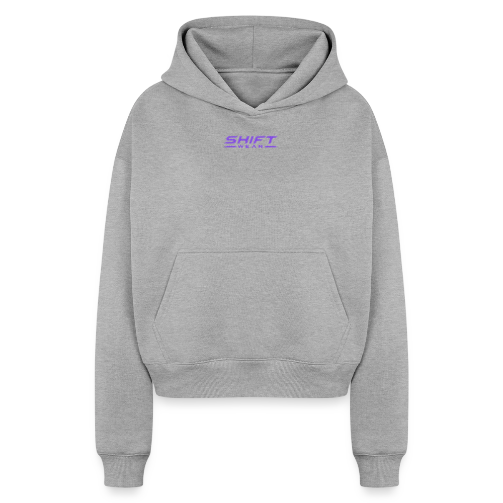Frauen Oversized Cropped Hoodie - Grau meliert