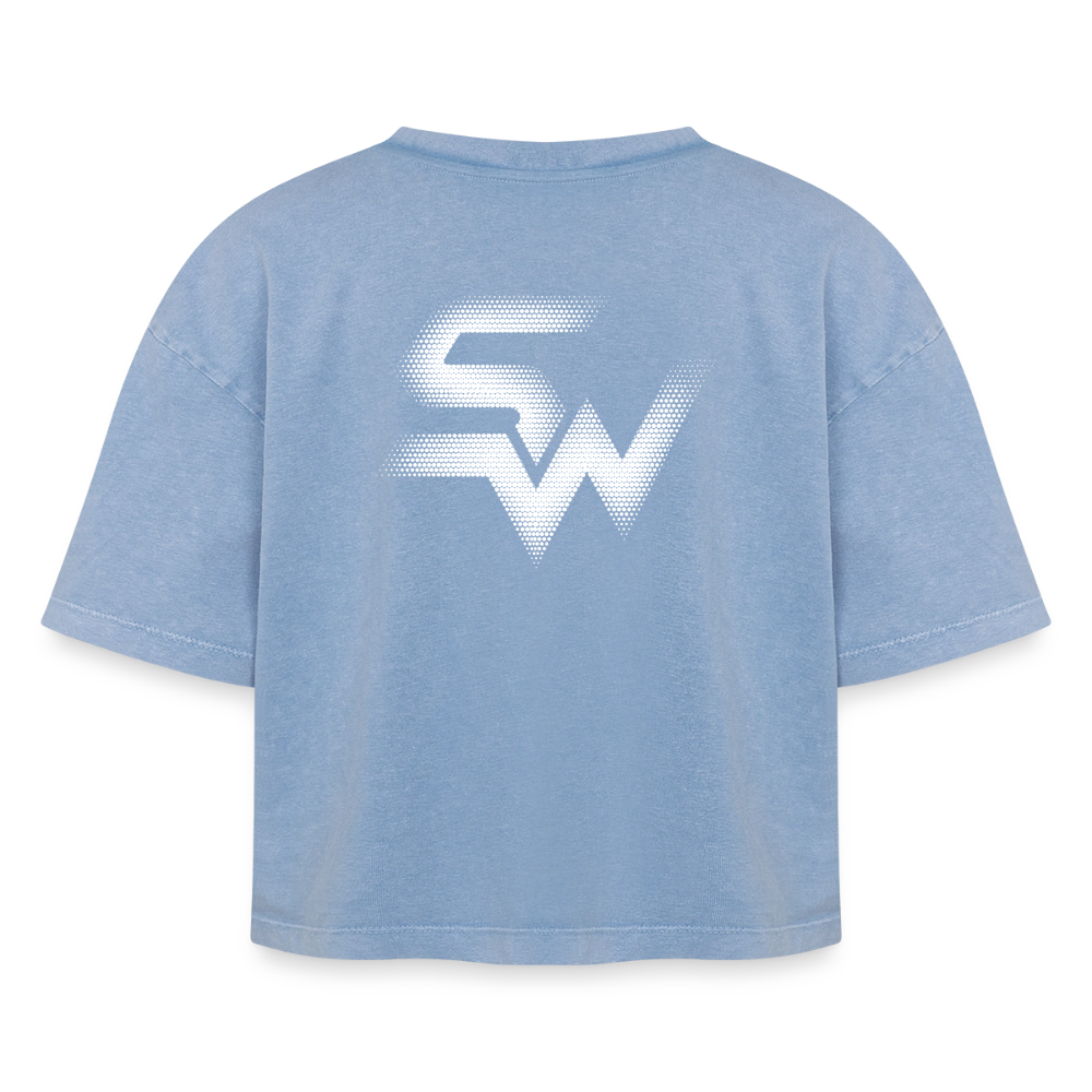 SHIFT Boxy Frauen Acid Wash Tee - Blau Acid Wash