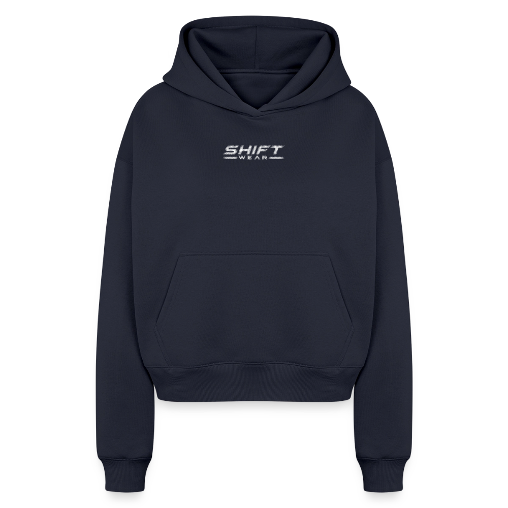 SHIFT Cropped Oversized Heavyweight Hoodie - Navy