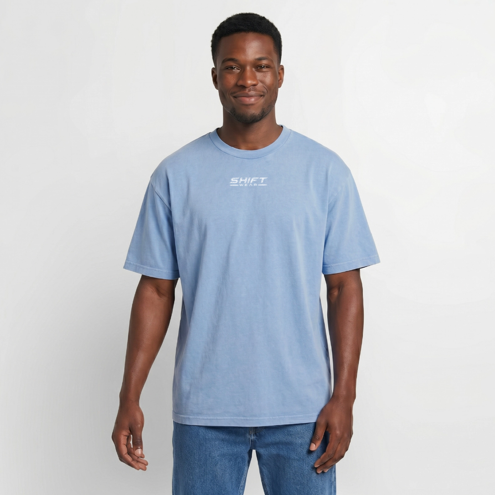 Oversized Unisex Premium Acid-Washed T-Shirt - Blau Acid Wash