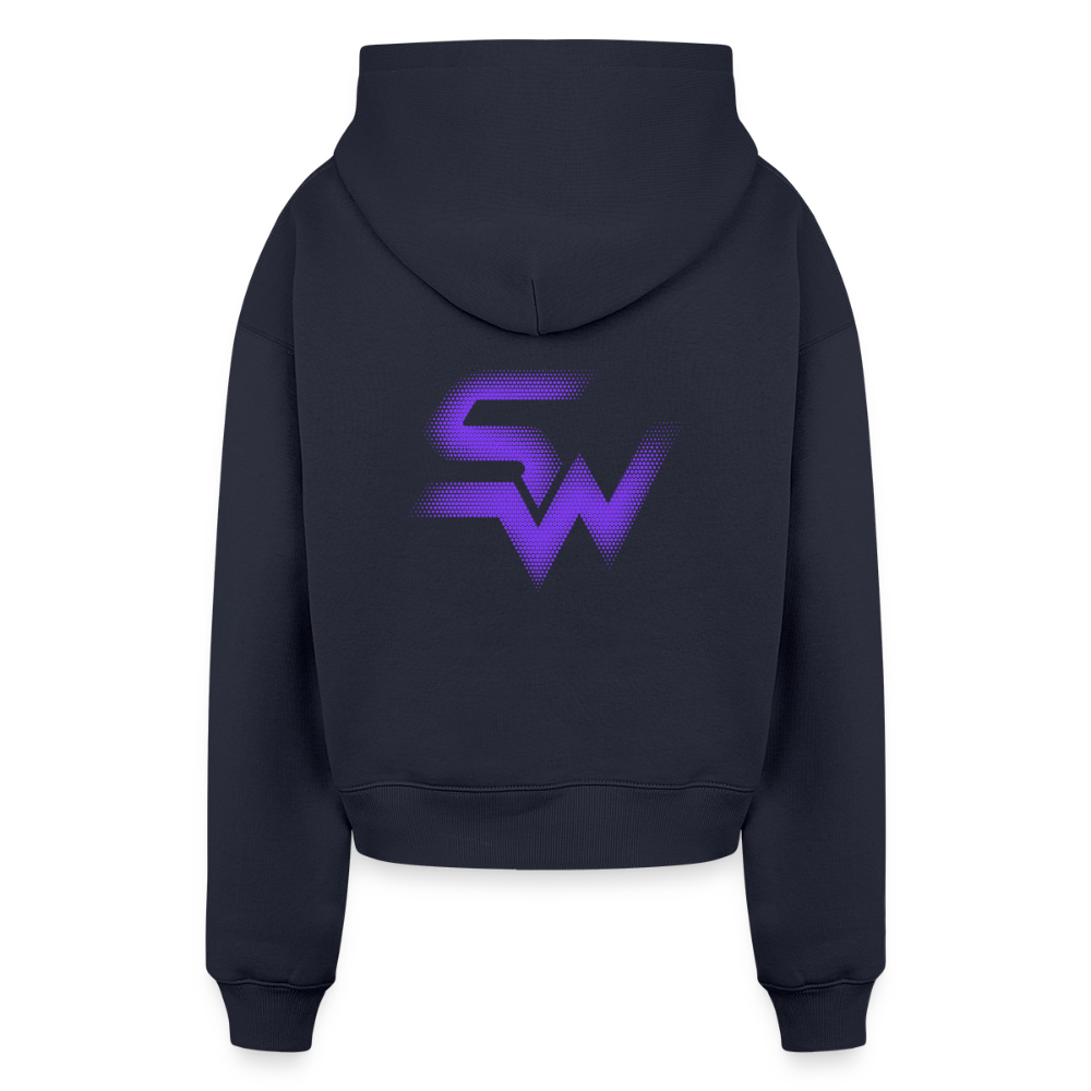 Frauen Oversized Cropped Hoodie - Navy