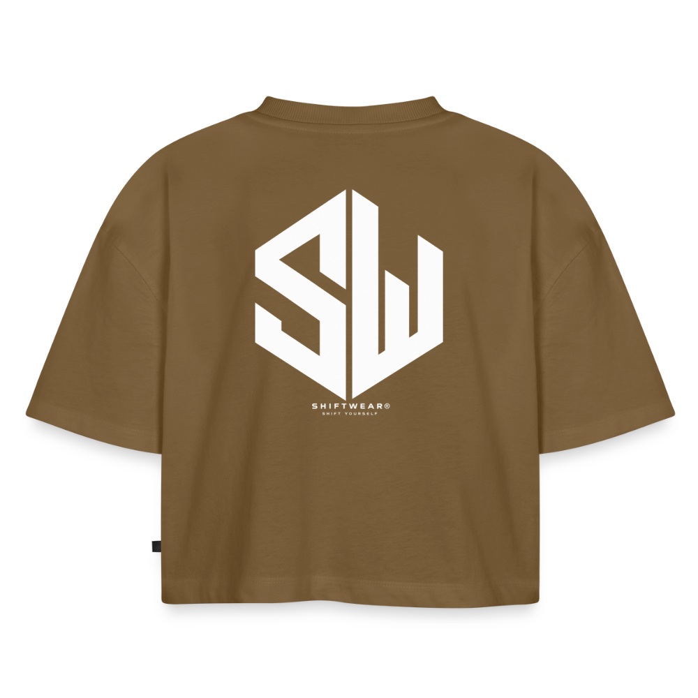 SHIFT Premium Oversized Cropped Tee - Nussbraun