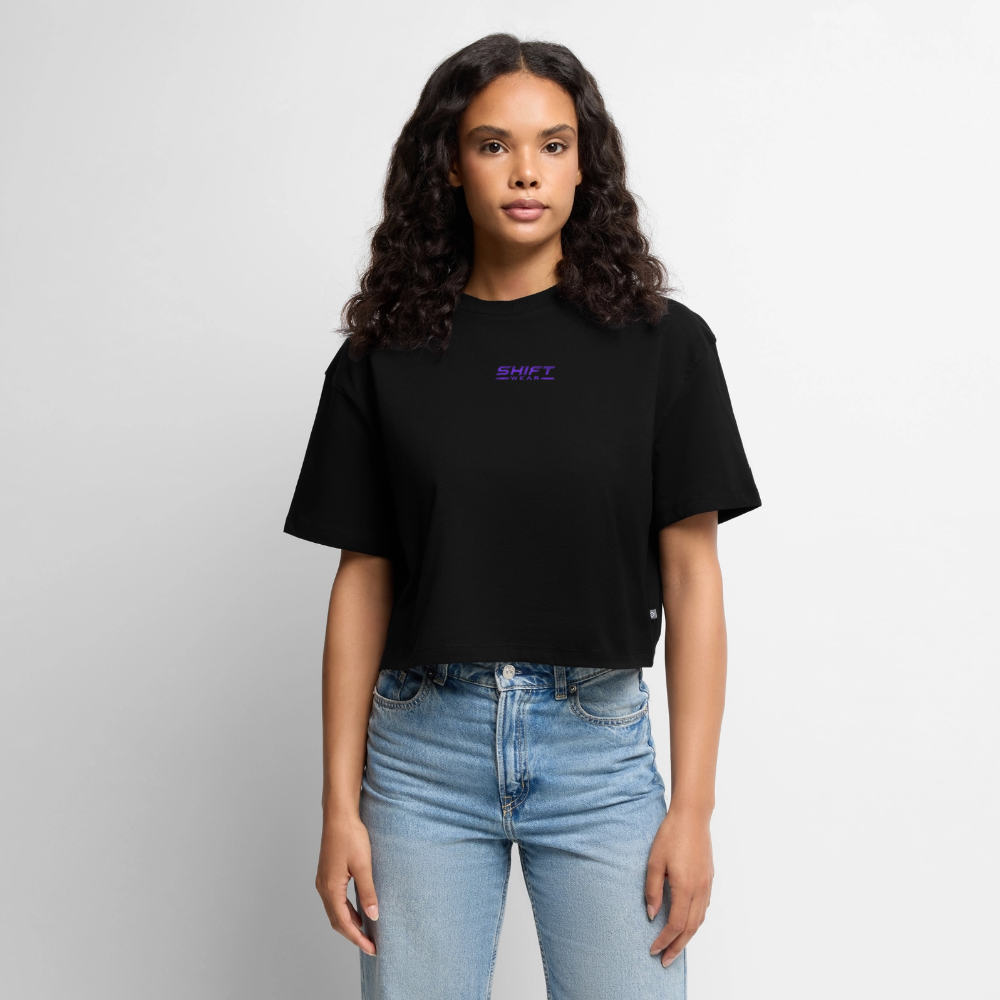 Frauen Premium Oversized Bio Cropped T-Shirt - Schwarz