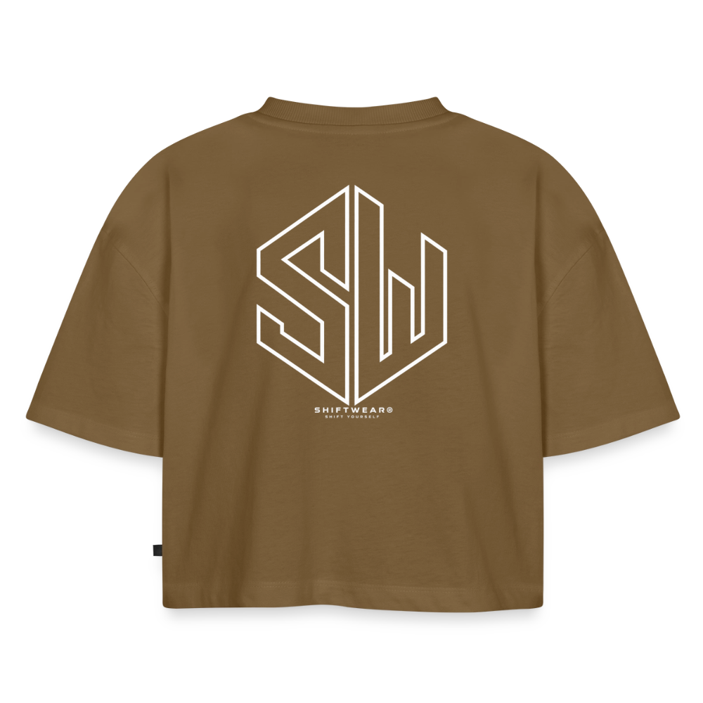 SHIFT Premium Oversized Cropped Tee - Nussbraun