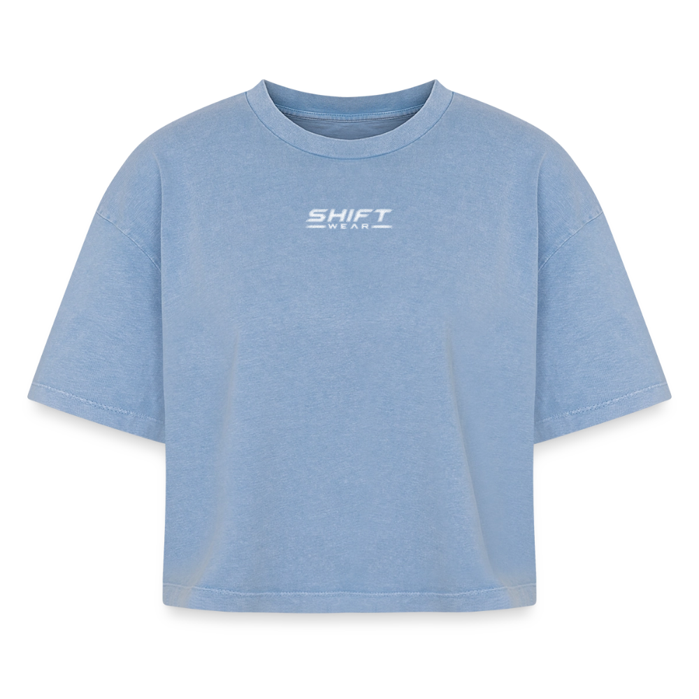 SHIFT Boxy Frauen Acid Wash Tee - Blau Acid Wash